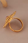 Buy_Smars Jewelry_Gold Plated Beads, Stones Antique Ruby Spiral Ring _Online_at_Aza_Fashions