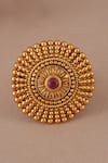 Shop_Smars Jewelry_Gold Plated Beads, Stones Antique Ruby Spiral Ring _at_Aza_Fashions