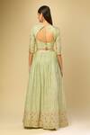 Shop_Samyukta Singhania_Green Silk Embroidery, Zari, Sequins V-neck Floral Lehenga Set_at_Aza_Fashions