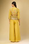Shop Samyukta Singhania Yellow Embroidery Collared, Scoop Neck Jacket Palazzo Set at Aza Fashions Shop_Samyukta Singhania_Yellow Embroidery Collared, Scoop Neck Jacket Palazzo Set_at_Aza_Fashions