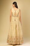 Shop_Samyukta Singhania_Beige Silk, Chiffon Sequins, Embroidery Square Neck Floral Vine Lehenga Set_at_Aza_Fashions