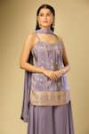 Samyukta Singhania_Purple Woven Floral Vine Kurta Palazzo Set _Online_at_Aza_Fashions