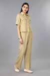 Gothilo Brown Linen Collared Biscoff Shirt And Pant Set Online at Aza Fashions Gothilo_Brown Linen Collared Biscoff Shirt And Pant Set _Online_at_Aza_Fashions