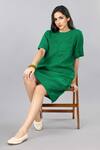 Buy_Gothilo_Green Linen Round Neck Pure Pocket Dress 