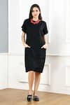 Buy_Gothilo_Black Linen Crew Neck Pitch Pocket Dress _at_Aza_Fashions