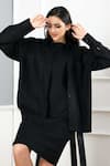 Buy_Gothilo_Black Linen Round Neck, Collared Pitch Pocket Dress And Shirt Set _at_Aza_Fashions