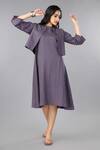 Gothilo_Purple Linen Round Neck Berry Jacket Dress _Online_at_Aza_Fashions