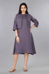 Buy_Gothilo_Purple Linen Round Neck Berry Jacket Dress _at_Aza_Fashions