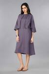 Gothilo_Purple Linen Round Neck Berry Jacket Dress _at_Aza_Fashions