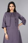 Buy_Gothilo_Purple Linen Round Neck Berry Jacket Dress 