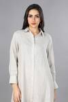 Gothilo Beige Linen Collared Natural Shirt Dress Online at Aza Fashions Gothilo_Beige Linen Collared Natural Shirt Dress _Online_at_Aza_Fashions