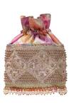 Buy_Aloha By PS_Pink Embroidery, Beads Banarasi Potli Bag