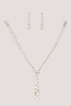 Shop_Zevar By Geeta_White Diamonds, Pearls Contemporary Pendant Necklace Set _at_Aza_Fashions