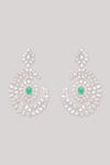 Shop_Zevar By Geeta_Silver Plated Diamonds Emerald Stone Danglers _at_Aza_Fashions