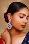 Buy_Zevar By Geeta_Silver Plated Diamonds Emerald Stone Danglers _at_Aza_Fashions