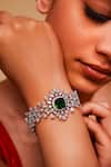 Buy_Zevar By Geeta_Green Crystals Emerald Embellished Bracelet _Online_at_Aza_Fashions