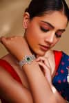 Buy_Zevar By Geeta_Green Crystals Emerald Embellished Bracelet _at_Aza_Fashions