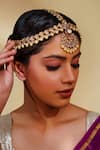 Zevar By Geeta_Gold Plated Kundan Polki Mathapatti  _Online_at_Aza_Fashions