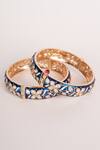 Shop_Zevar By Geeta_Blue Crystals Meenakari Kundan Bangles _at_Aza_Fashions