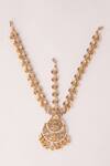 Shop_Zevar By Geeta_Gold Plated Kundan Polki Mathapatti With Two Tone Finish _at_Aza_Fashions