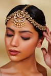 Buy_Zevar By Geeta_Gold Plated Kundan Polki Mathapatti With Two Tone Finish _at_Aza_Fashions