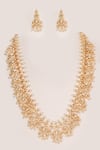 Shop_Zevar By Geeta_Gold Plated Pearls Kundan Polki Long Necklace Set _at_Aza_Fashions