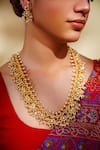 Buy_Zevar By Geeta_Gold Plated Pearls Kundan Polki Long Necklace Set _Online_at_Aza_Fashions