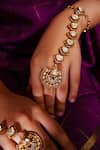 Buy_Zevar By Geeta_Gold Plated Kundan Polki Two Tone Haathphool Set _Online_at_Aza_Fashions