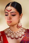 Buy_Zevar By Geeta_Gold Plated Diamonds, Stones Kundan Necklace Set With Earrings And Maang Tikka _at_Aza_Fashions