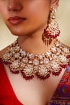 Shop_Zevar By Geeta_Gold Plated Diamonds, Stones Kundan Necklace Set With Earrings And Maang Tikka _Online_at_Aza_Fashions