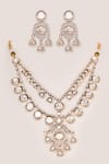 Shop_Zevar By Geeta_Gold Plated Two Tone Kundan Necklace Set _at_Aza_Fashions