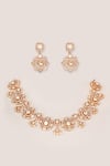 Shop_Zevar By Geeta_Gold Plated Crystals Moissanite Designer Jewellery Set _at_Aza_Fashions