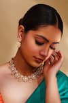 Buy_Zevar By Geeta_Gold Plated Crystals Moissanite Designer Jewellery Set _at_Aza_Fashions