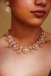 Buy_Zevar By Geeta_Gold Plated Crystals Moissanite Designer Jewellery Set _Online_at_Aza_Fashions
