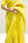 Buy_Ekaya Banaras_Yellow Silk Satin Zari Houndstooth Saree _Online_at_Aza_Fashions
