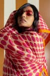 Ekaya Banaras_Pink Organza Polka Dot Printed Saree _Online_at_Aza_Fashions