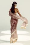 Shop_Ekaya Banaras_Pink Organza Off-shoulder Digital Print Polka Dot Saree _at_Aza_Fashions