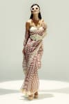 Buy_Ekaya Banaras_Pink Organza Off-shoulder Digital Print Polka Dot Saree _at_Aza_Fashions