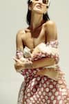 Buy_Ekaya Banaras_Pink Organza Off-shoulder Digital Print Polka Dot Saree _Online_at_Aza_Fashions