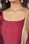 Samyukta Singhania Maroon Silk, Cotton Embroidery Square Neck Anarkali Set at Aza Fashions Samyukta Singhania_Maroon Silk, Cotton Embroidery Square Neck Anarkali Set _at_Aza_Fashions