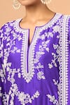 Buy_Anushree Reddy_Purple Cotton Embroidery, Sequins Split V-neck Floral Kurta Set _Online_at_Aza_Fashions