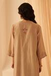 Shop_JANKI INDIA_Cream Chanderi, Organza Embroidery Round Neck Sindhi Kurta Set _at_Aza_Fashions