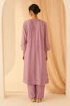 Shop_Janki India_Lilac Chanderi, Organza Zari Round Neck Kurta Set _at_Aza_Fashions