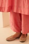 Shop_Janki India_Pink Chanderi, Cotton, Organza Zari Split V-neck Embroidered Kurta Set _Online_at_Aza_Fashions