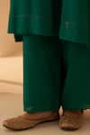 Janki India_Green Chanderi, Organza Embroidery Round Neck Floral Buti Kurta Set _Online_at_Aza_Fashions