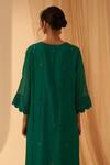Shop_Janki India_Green Chanderi, Organza Embroidery Round Neck Floral Buti Kurta Set _at_Aza_Fashions