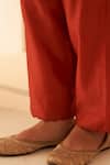 JANKI INDIA_Rust Chanderi Resham Embroidered Kurta Set _Online_at_Aza_Fashions