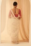 Shop_Janki India_Ivory Chanderi, Cotton Embroidery Organza Bullion Saree Set _at_Aza_Fashions