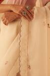 Shop_Janki India_Ivory Chanderi, Cotton Embroidery Organza Bullion Saree Set _Online_at_Aza_Fashions