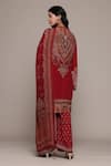 Shop_Ritu Kumar_Red Cotton, Chiffon Embroidery V-neck Adrika Kurta Set _at_Aza_Fashions